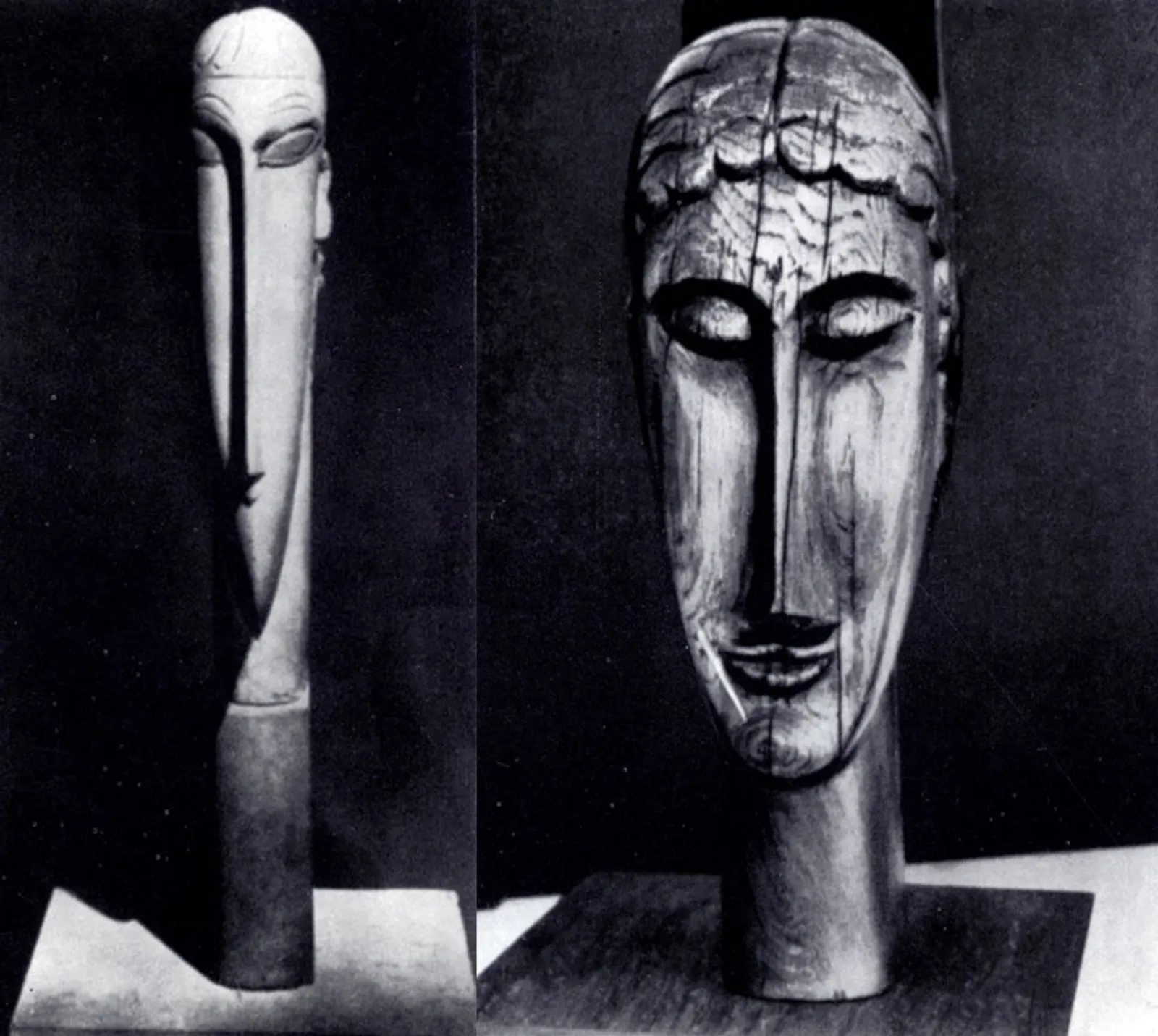 Голова. 1913 г. Камень. Голова. 1912-1913 гг. Дерево.